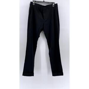 ALLSAINTS Men's Black Wool-Blend Oakes Slim Cropped Cuffed Dress Pant SZ 32